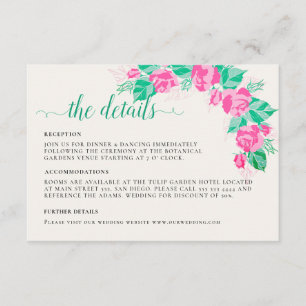 Carte D'accompagnement Rose Vert Rose Pétales Fleurs Jardin Mariage