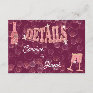 Carte D'accompagnement Rose Vin étoile bouteille & Parties scintillant lu