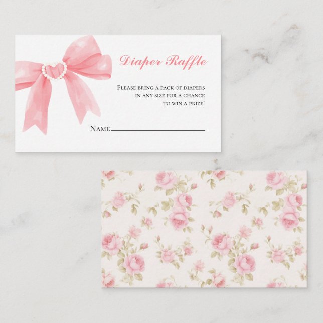 Carte D'accompagnement Roses arc rose baby shower de préppie  de couches  (Devant / Derrière)