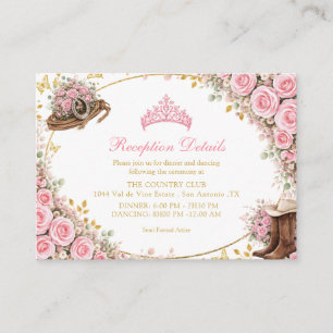 Carte D'accompagnement Roses roses occidentales dorées Quinceañera