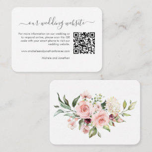 Carte D'accompagnement Roses roses romantiques Noces RSVP détails QR Code