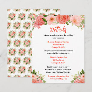 Carte D'accompagnement Roses rouges corail avec feuillage
