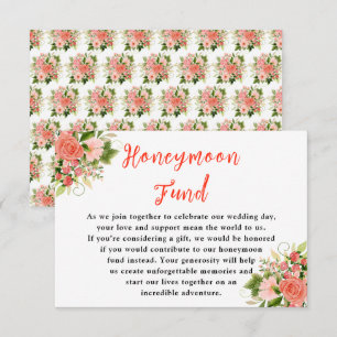 Carte D'accompagnement Roses rouges corail avec feuillage