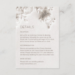 Carte D'accompagnement Roses sauvages 3D blanches
