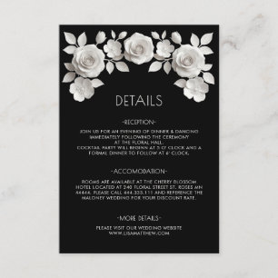 Carte D'accompagnement Roses sculptées 3D noires et blanches