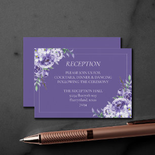 Carte D'accompagnement Roses violets Elégante aquarelle florale violett
