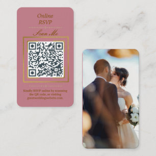 Carte D'accompagnement Rosewood Rose Code QR de RSVP en ligne avec phot