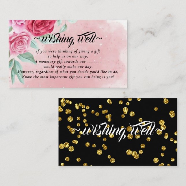 Carte D'accompagnement Rosy Blush Wishing Well for Mariage Encape Card (Devant / Derrière)