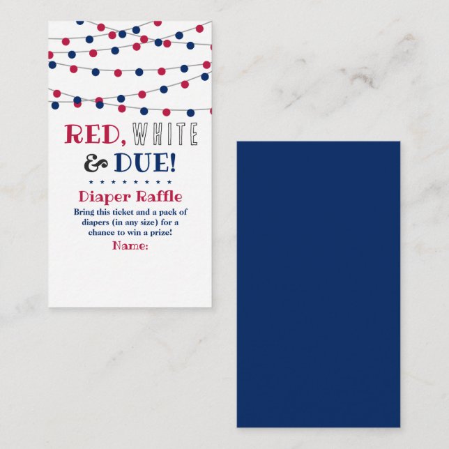 Carte D'accompagnement Rouge, Blanc & Due ! 4 juillet Baby shower (Devant / Derrière)