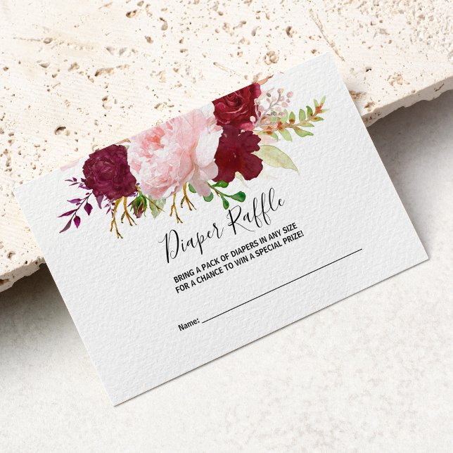 Carte D'accompagnement Rouges Tropical et Romantic Diaper Raffle (Créateur téléchargé)