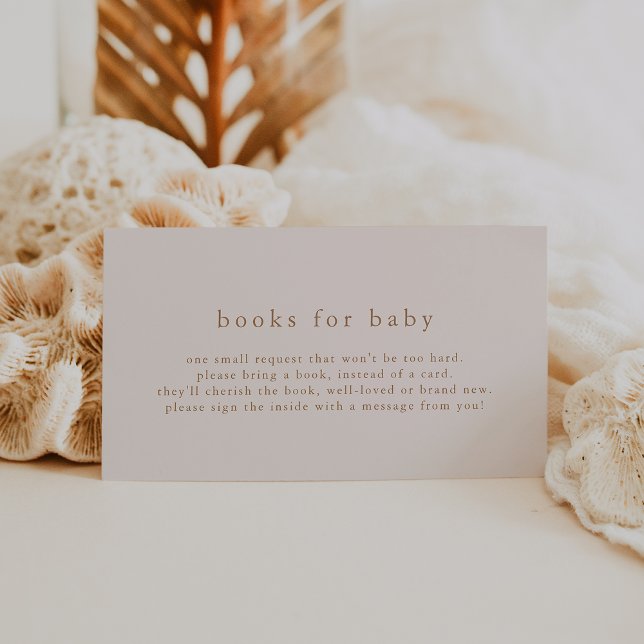 Carte D'accompagnement ROWAN Pink Gold Simple Baby shower Livres pour béb (ROWAN Pink Gold Simple Baby Shower Books for Baby Enclosure Card)