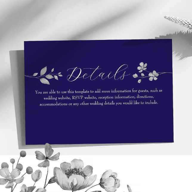 Carte D'accompagnement Royal Blue Floral Mariage - fiche détaillée (Créateur téléchargé)