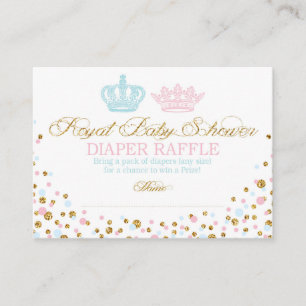 Carte D'accompagnement Royal Crowns Prince Princess Diaper Raffle Ticket