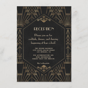 Carte D'accompagnement Royal Gold Black Great Gatsby Réception de mariage