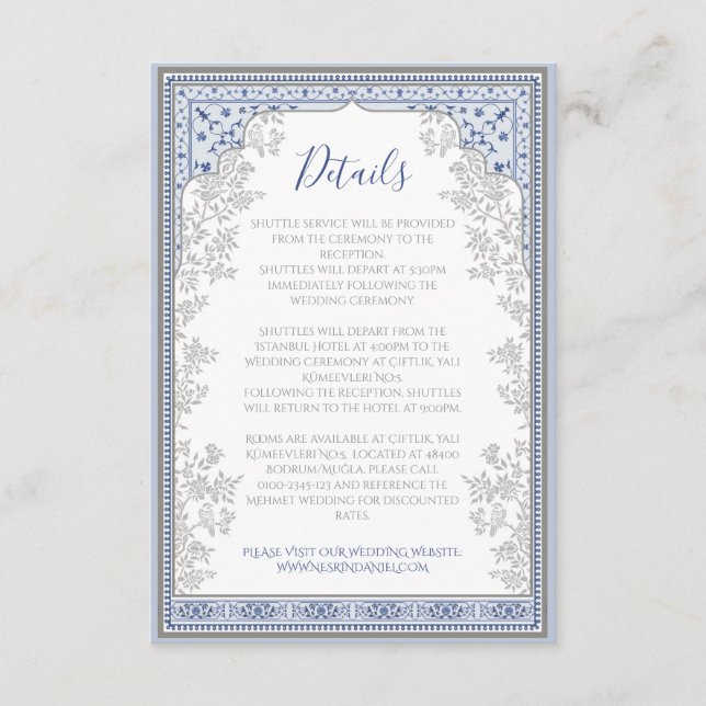 Carte D'accompagnement Royal Turkish Wedding Enclosure Card (Devant)