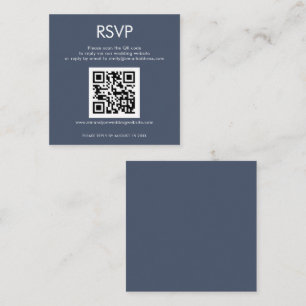Carte D'accompagnement RSVP de mariage simple code QR bleu marine poussié