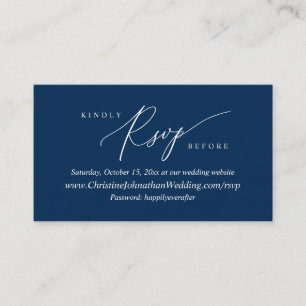 Carte D'accompagnement RSVP en ligne, Moderne Simple Marine Blue calligra