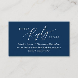 Carte D'accompagnement RSVP en ligne, Moderne Simple Marine Calligraphie 