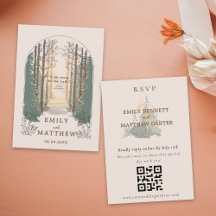 RSVP en ligne QR Code Simple Elegant Forêt rustiqu