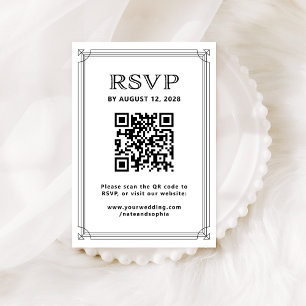 Carte D'accompagnement RSVP et code QR Modern Deco   Noir et blanc