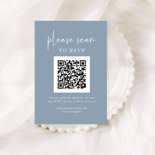 Carte D'accompagnement RSVP moderne simple avec code QR   Dusty Blue