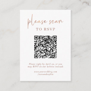 Carte D'accompagnement RSVP moderne simple avec code QR   Or Rose Faux