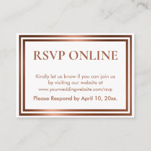 Carte D'accompagnement RSVP Online Simple Elegant Cuivre sur Blanc