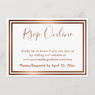Carte D'accompagnement RSVP Online Simple Elegant Cuivre sur Blanc