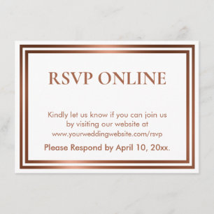 Carte D'accompagnement RSVP Online Simple Elegant Cuivre sur Blanc