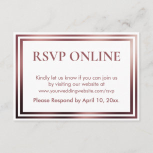 Carte D'accompagnement RSVP Online Simple Elegant Rose Gold sur Blanc