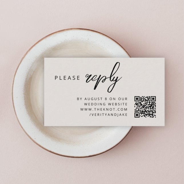 Carte D'accompagnement RSVP pour mariage | QR Code Minimaliste naturel (Modern minimal wedding RSVP QR code enslosure cards - elegant, simple, and easily customizable)
