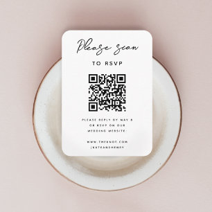 Carte D'accompagnement RSVP pour mariage   QR Code Moderne Minimaliste Si