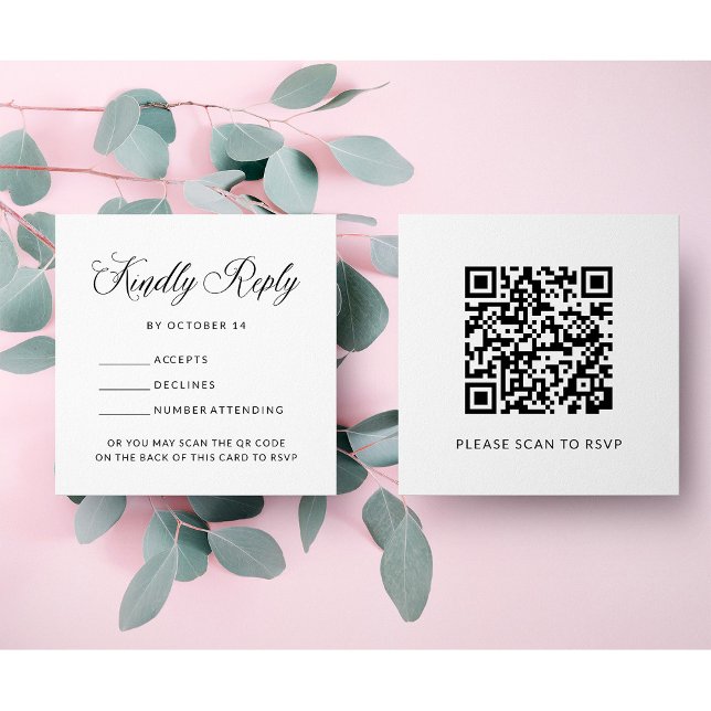 Carte D'accompagnement RSVP simple et élégant avec code QR | Mariage budg (Créateur téléchargé)