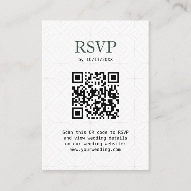Carte D'accompagnement RSVP Voyage Thème Passeport Sage Vert QR Code (Devant)