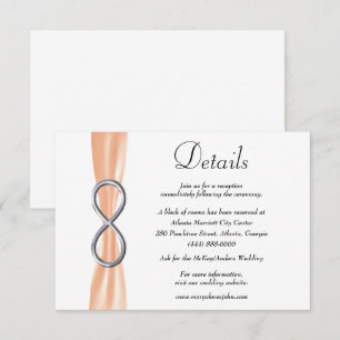 Carte D'accompagnement Ruban Orange Détails de Mariage Infinity Argent