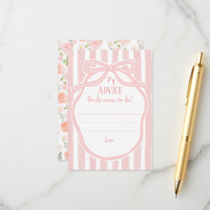 Carte D'accompagnement Rubans Bows & Tots Baby shower Conseils pour maman
