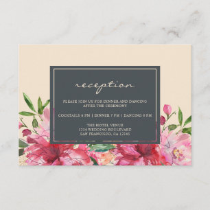 Carte D'accompagnement Ruby Pink Peony Floral Mariage d'ivoire botanique