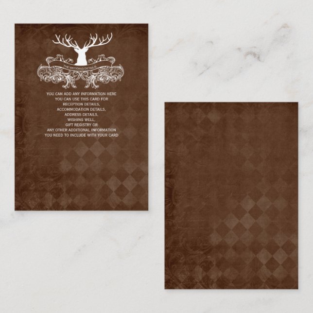 Carte D'accompagnement Russe Antler Deer Winter Mariage de bois (Devant / Derrière)