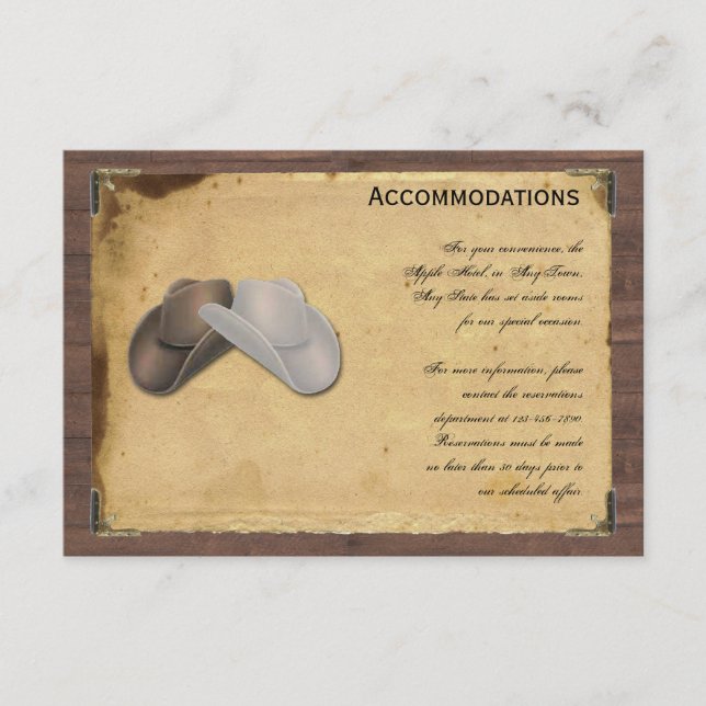 Carte D'accompagnement Russe Country Cowboy Casquettes Barbed Mariage (Devant)