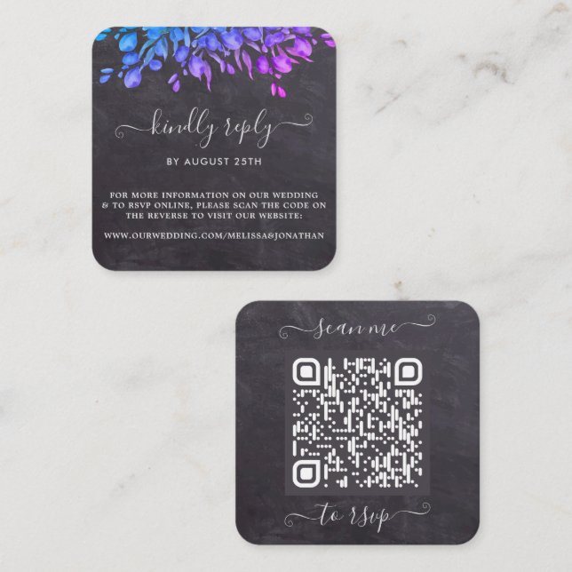 Carte D'accompagnement Russe Eucalyptus Site Mariage QR Code RSVP (Devant / Derrière)