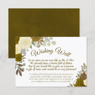 Carte D'accompagnement Russe Golden Boho Floral Mariage Wishing well
