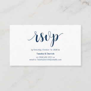 Carte D'accompagnement Russe moderne, Navy Blue Script, RSVP en ligne