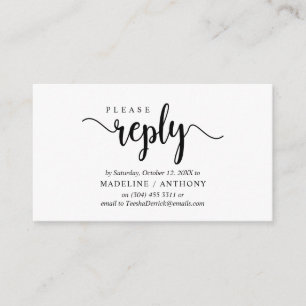 Carte D'accompagnement Russe moderne, script noir, réponse RSVP