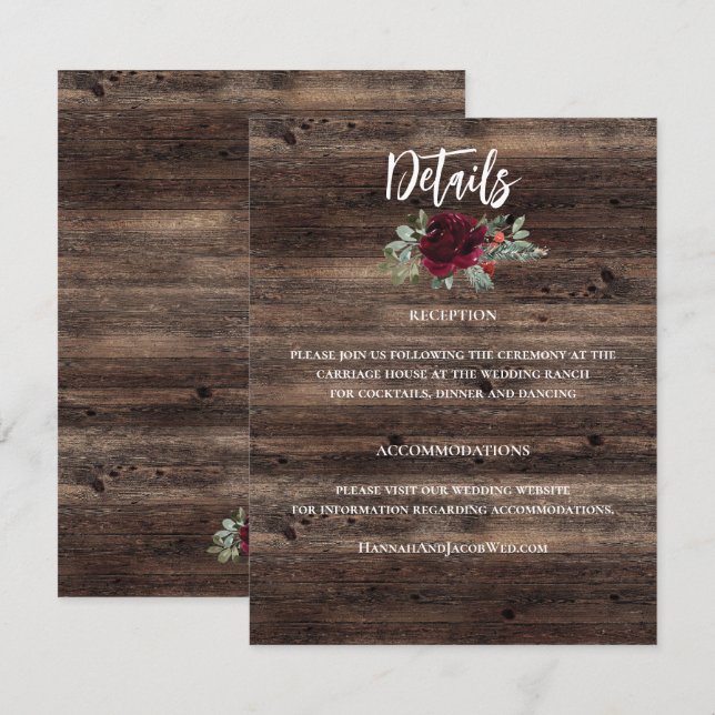 Carte D'accompagnement Russe Noël Mariage bois d'hiver (Devant / Derrière)