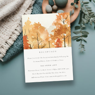 Carte D'accompagnement Rust Orange Jaune Automne Arbres Mariage Réception