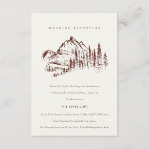 Carte D'accompagnement Rust Pine Woods Mountain Sketch Réception de maria