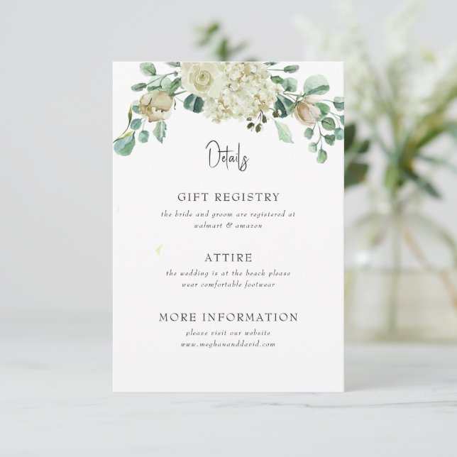 Carte D'accompagnement Rustic Airy Neutral Floral Détails du Mariage (Debout devant)