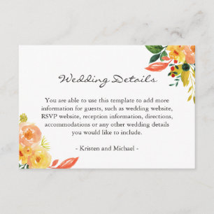 Carte D'accompagnement Rustic Automne Floral Détails du Mariage Informati