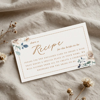 Carte D'accompagnement Rustic Autumn Floral Bridal Shower Recipe Request