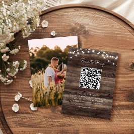 Carte D'accompagnement Rustic Barn Mariage de bois QR Code RSVP